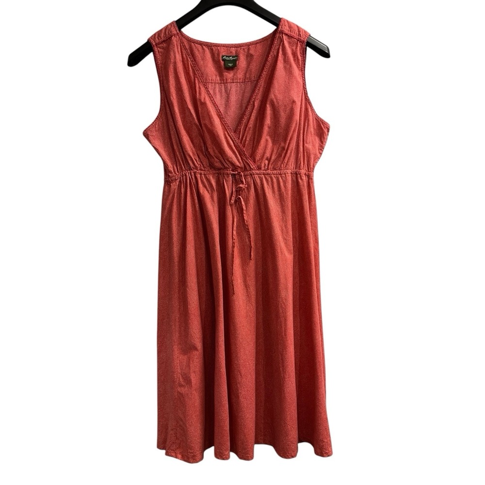 Eddie BauerY2K Dress Babydoll Red White Micro Dot Midi Size 14 Western‎ Cowgirl